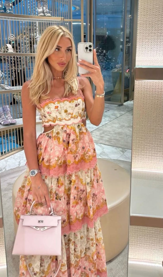 Modest A line Floral Spaghetti Straps Formal Prom Gown Summer Wedding Guest Dress Bridal Guest Dresses Wedding Outfits For Guest W974