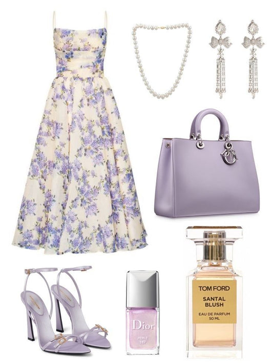 Modest A line Lilac Floral Spaghetti Straps Formal Prom Gown Summer Wedding Guest Dress Bridal Guest Dresses Wedding Outfits For Guest W975