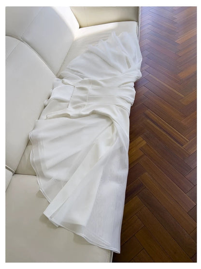 Elegant A line Square Neck White Sleeveless Long Evening Party Gowns Evening Formal Dresses Prom Dress W977