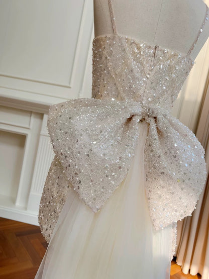 Cute A line Spaghetti Straps Champagne Sequin Formal Short 8th Grade Homecoming Dress Summer Middle School Hoco Dresses Birthday Outfits W982