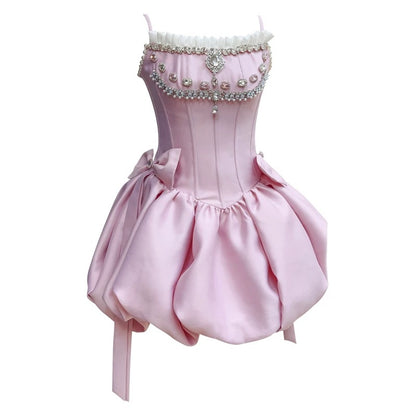 Robe de bal tendance à bretelles spaghetti en satin rose sans manches, robe courte de soirée formelle pour le collège, robe de cocktail d'été, tenue d'anniversaire W986
