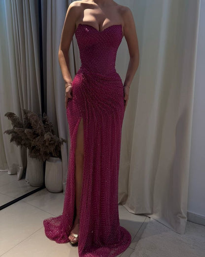 Sexy Mermaid Sweetheart Black Girl Sequin With Split Cut Prom Dresses Party Dress Summer 20th Birthday Outfits Birthday Dresses W989