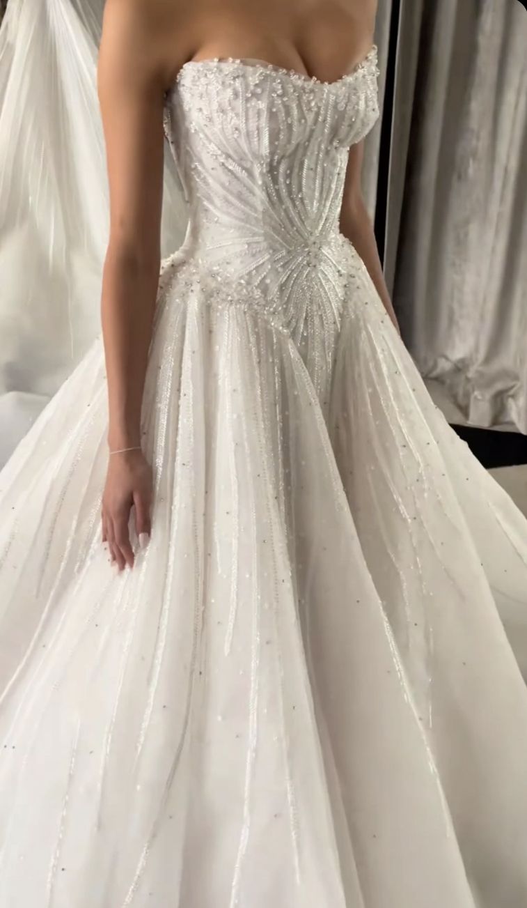 Pretty Wedding Dress Ball Gown Sweetheart White Sequin Long Wedding Dresses Bridal Gowns WD045