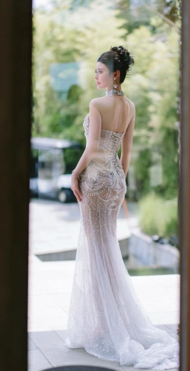 Retro Wedding Dress Mermaid Round Neck Sequin Long White Wedding Dresses Bridal Gowns WD045