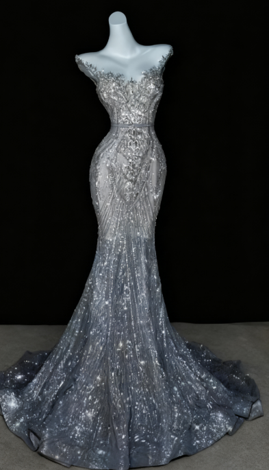 Sparkly Wedding Dress Mermaid Scoop Sequin Long Silver Corset Back Wedding Dresses Brides Dress Bridal Gowns WD053