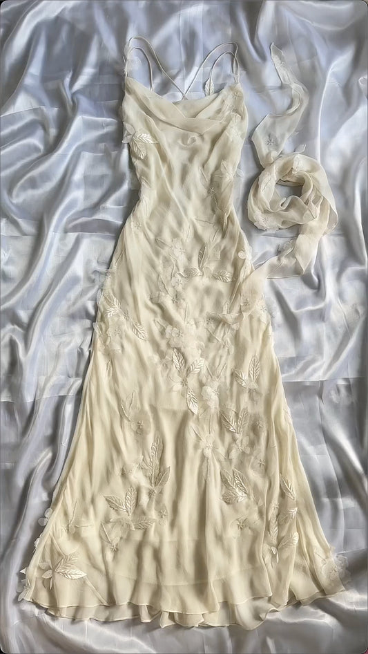 Mermaid Straps Beautiful Fairytale Prom Dress Ivory Chiffon Prom Dress Formal Dress DP503