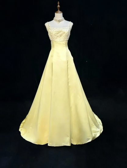 Vintage Brautkleid A-Linie Spaghettiträger Ärmellos Perlen Lang Weiß 70er Brautkleider Elegante Brautkleider DH1111