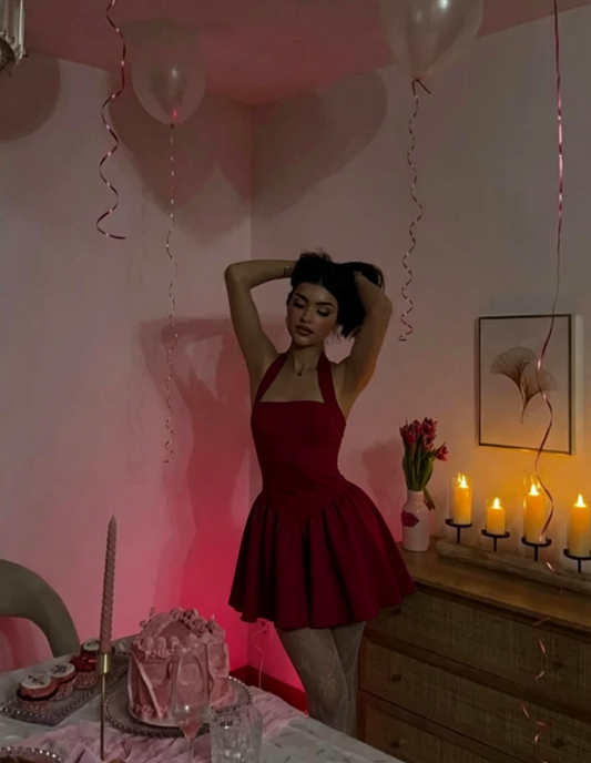 Robe de soirée courte en mousseline de soie blanche, coupe trapèze, col licou, tenue de soirée formelle pour le collège, pour les 18 ans, DH1206