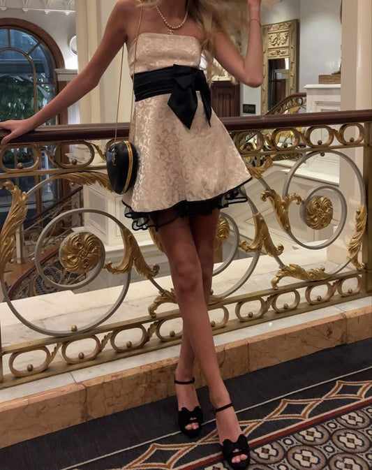 Cute A Line Strapless Satin Champagne Mini Short Formal 8th Grade Homecoming Dresses Summer Middle School Hoco Dress 18th Birthday Outfits DH1253