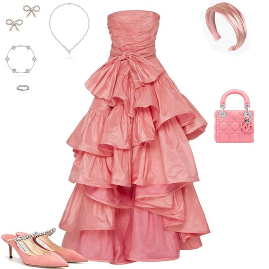 Modest Ball Gown Strapless Taffeta Pink Sleeveless Long Evening Party Gowns Evening Dress Special Formal Dresses Prom Dress DH1353