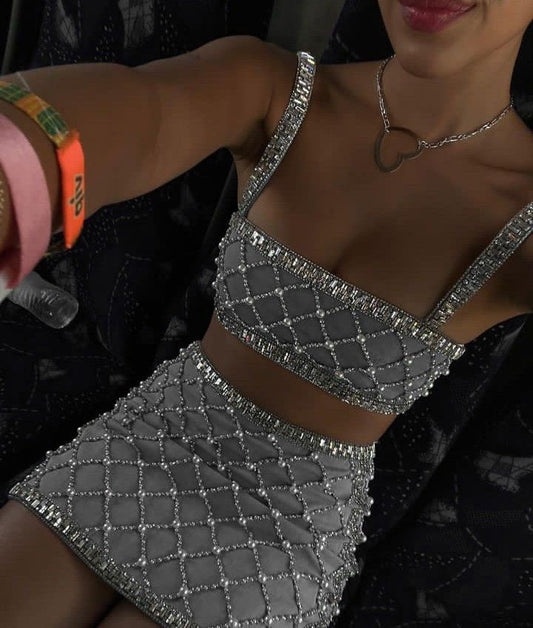 Trendy Sheath 2 Pieces Sequin Gray Mini Short Formal 7th Grade Homecoming Dresses Middle School Short Prom Dress Hoco Outfits DH1388