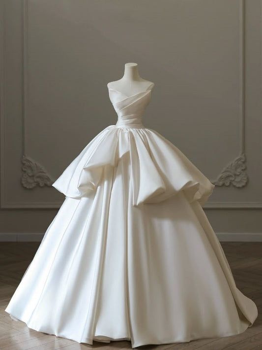 Retro Ball Gown Sweetheart Sleeveless Multi Layers Satin Wedding Dress Wedding Dresses Princess Wedding Gowns DH1423