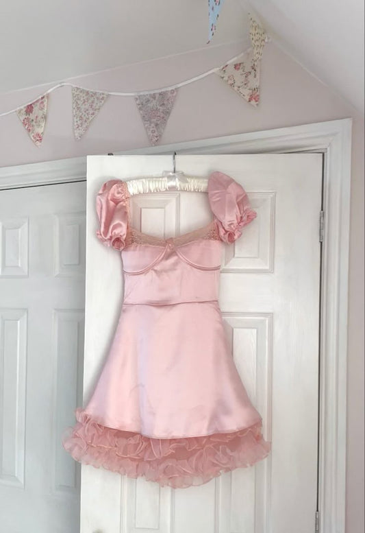 Cute A Line Square Neck Satin Blush Pink Short Mini Formal 7th Grade Homecoming Dresses Middle School Short Cocktail Night Dress Hoco Outfits DH1506