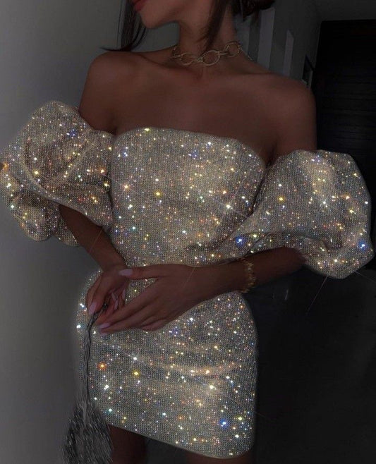 Sexy Sheath Off The Shoulder Sequin Short Mini Formal 7th Grade Homecoming Dresses Middle School Short Cocktail Night Dress Hoco Outfits DH1514