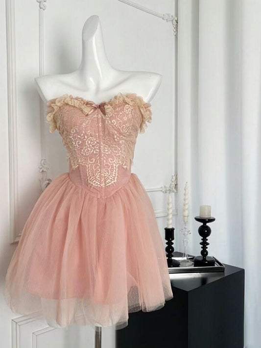 Cute A Line Sweetheart Blush Pink Short Mini Formal 8th Grade Homecoming Dresses Middle School Cocktail Night Dress Hoco Outfits DH1529
