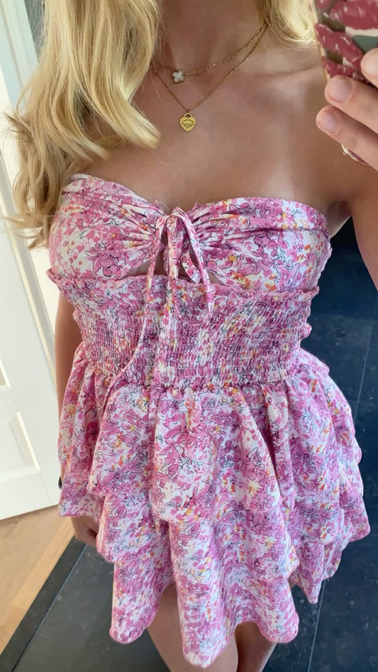 Modest A line Sweetheart Pink Floral Mini Short Formal 8th Grade Homecoming Dresses Middle School Hoco Dress Cocktail Outfits DH1577