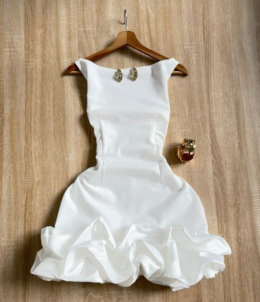 Sexy Sheath Scoop Short Mini White Formal 8th Grade Homecoming Dresses Middle School Short Cocktail Dress Hoco Outfits DH1889