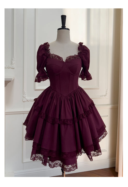 Vintage Ball Gown Sweetheart Burgundy Satin Grad Dress Inspo Short Mini Formal 8th Grade Homecoming Dresses High School Hoco Court Dress Graduation Dress Cocktail 18th Birthday Outfits D1945
