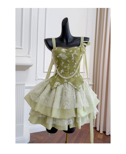 Vintage Ball Gown Spaghetti Straps Green Satin Grad Dress Inspo Short Mini Formal 8th Grade Homecoming Dresses High School Hoco Court Dress Graduation Dress Cocktail Outfits D1950