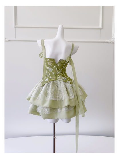 Vintage Ball Gown Spaghetti Straps Green Satin Grad Dress Inspo Short Mini Formal 8th Grade Homecoming Dresses High School Hoco Court Dress Graduation Dress Cocktail Outfits D1950