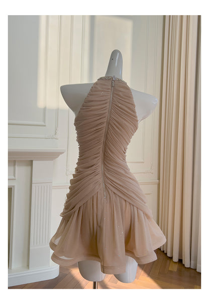 Cute Sheath Scoop Neck Champagne Short Grad Dress Inspo Short Mini Formal 8th Grade Homecoming Dresses High School Hoco Court Dress Graduation Dress Cocktail Outfits H1951