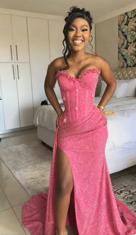 Sparkly Mermaid Sweetheart Orange Sequin Long Black Girl Evening Party Gowns Evening Dress Special Formal Dresses Prom Dress DH2337