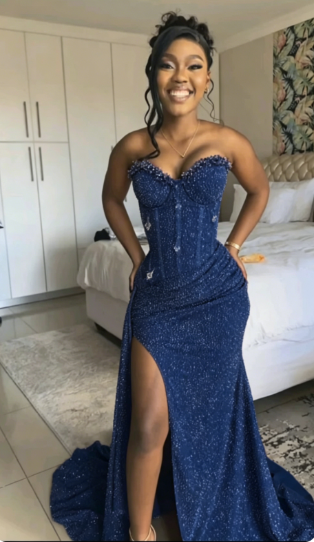 Sparkly Mermaid Sweetheart Orange Sequin Long Black Girl Evening Party Gowns Evening Dress Special Formal Dresses Prom Dress DH2337