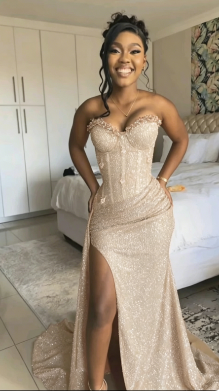 Sparkly Mermaid Sweetheart Orange Sequin Long Black Girl Evening Party Gowns Evening Dress Special Formal Dresses Prom Dress DH2337