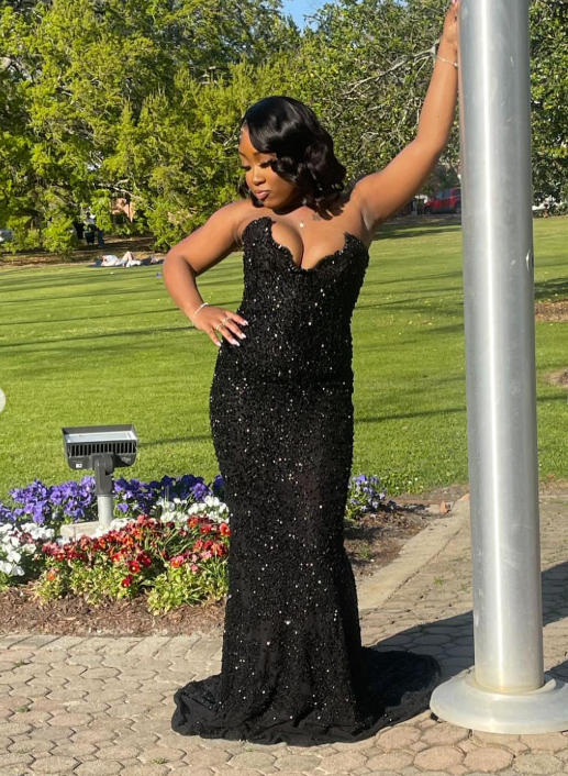 Sparkly Mermaid Sweetheart Black Sequin Long Evening Party Gowns Evening Dress Special Formal Dresses Prom Dress DH2344