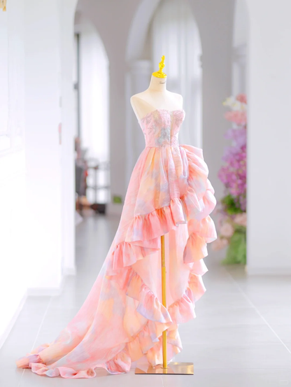 Glamorous High Low Sweetheart Floral Long Evening Party Gowns Evening Special Formal Dresses Prom Dress DH2788