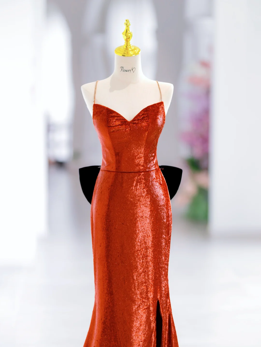 Modest Mermaid Spaghetti Straps Sequin Long Slit Evening Party Gowns Evening Dress Special Formal Dresses Prom Dress DH2796