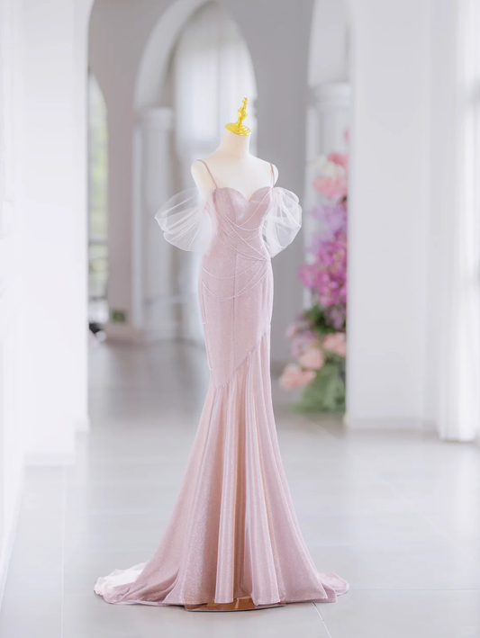 Modest Mermaid Spaghetti Straps Sequin Long Evening Party Gowns Evening Dress Special Formal Dresses Prom Dress DH2797