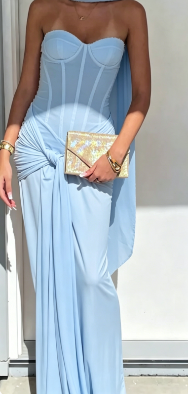 Simple Yellow Wedding Guest Dress Sweetheart Sheath Chiffon Long Evening Dress DP05389