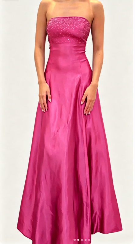 Elegantes blaues Ballkleid Trägerlos A-Linie Satin Pailletten Langes Abendkleid DP05440