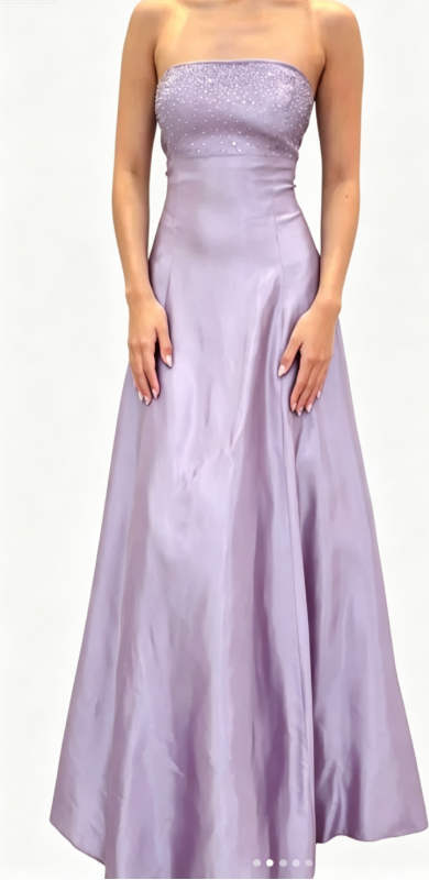 Elegantes blaues Ballkleid Trägerlos A-Linie Satin Pailletten Langes Abendkleid DP05440