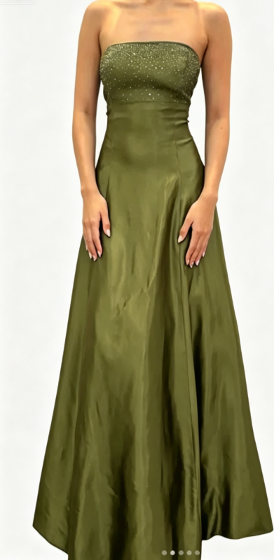 Elegantes blaues Ballkleid Trägerlos A-Linie Satin Pailletten Langes Abendkleid DP05440