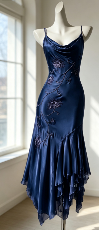 Langes Abendkleid aus Satin mit Spaghettiträgern und Etuikleid, Lila, Ballkleid DP05599