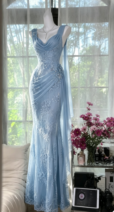 Glam Purple Prom Dress Straps Sheath Chiffon Beaded Long Evening Dress DP05737