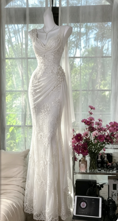 Glam Purple Prom Dress Straps Sheath Chiffon Beaded Long Evening Dress DP05737