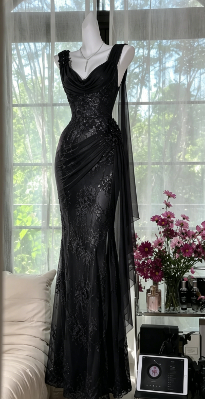 Glam Lila Ballkleid Träger Scheide Chiffon Perlen Lang Abendkleid DP05737