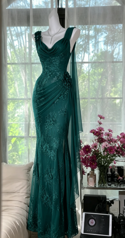 Glam Lila Ballkleid Träger Scheide Chiffon Perlen Lang Abendkleid DP05737