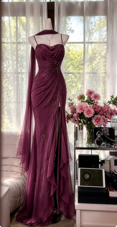 Elegantes dunkelgrünes Abschlussballkleid mit Spaghettiträgern, Scheide, Perlenstickerei, Chiffon, langes Abendkleid DP05870