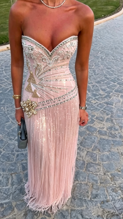 Elegant GreenProm Dress Sheath Beaded Tulle Long Evening Dress DP06801