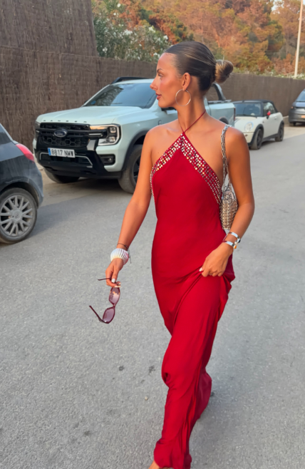 Fashion Red Sheath Satin Long Prom Dress DP06997