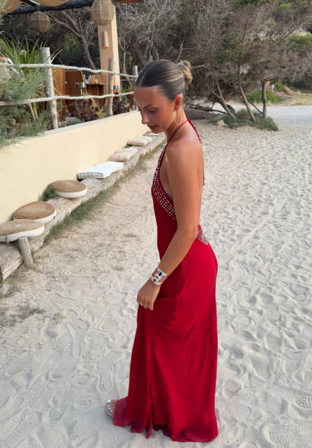 Fashion Red Sheath Satin Long Prom Dress DP06997