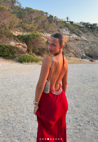 Fashion Red Sheath Satin Long Prom Dress DP06997