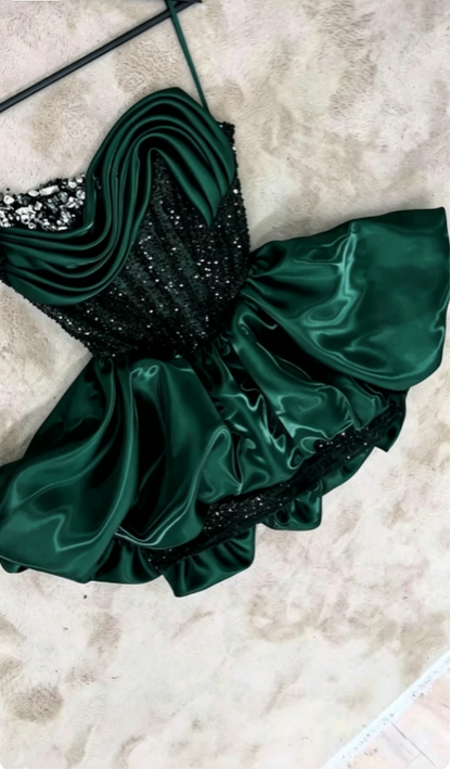 Elegantes schwarzes Geburtstagskleid A-Linie Satin kurzes Heimkehrkleid DP07265