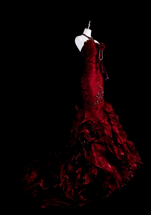 Schickes rotes Abschlussballkleid Meerjungfrau Satin langes Abendkleid DP07687