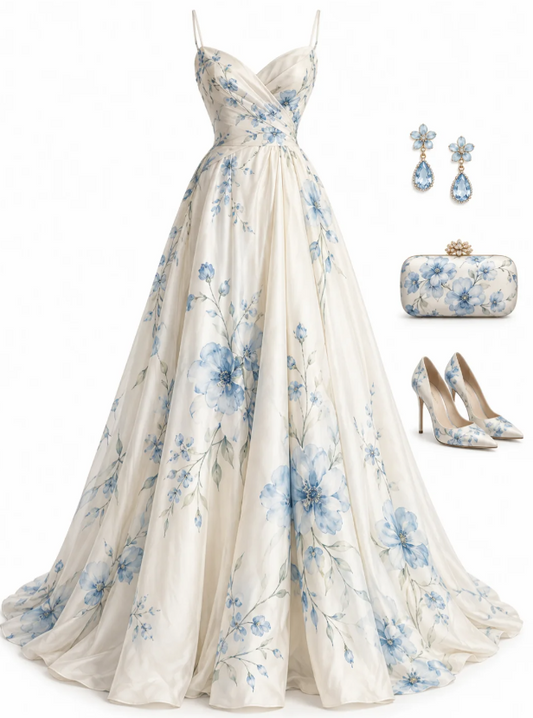 Robe de bal chic blanche en mousseline coupe trapèze longue robe de soirée DP07702