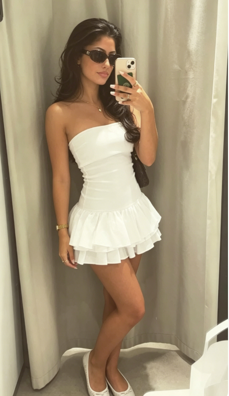 Sexy Sheath Strapless Satin White Short Summer Birthday Dress Hoco Dress Birthday Outfit 18th Birthday Mini Party Dresses DP1072